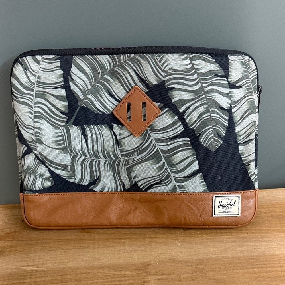 Herschel Supply Company Black and Brown Leaf Pattern Laptop Bag